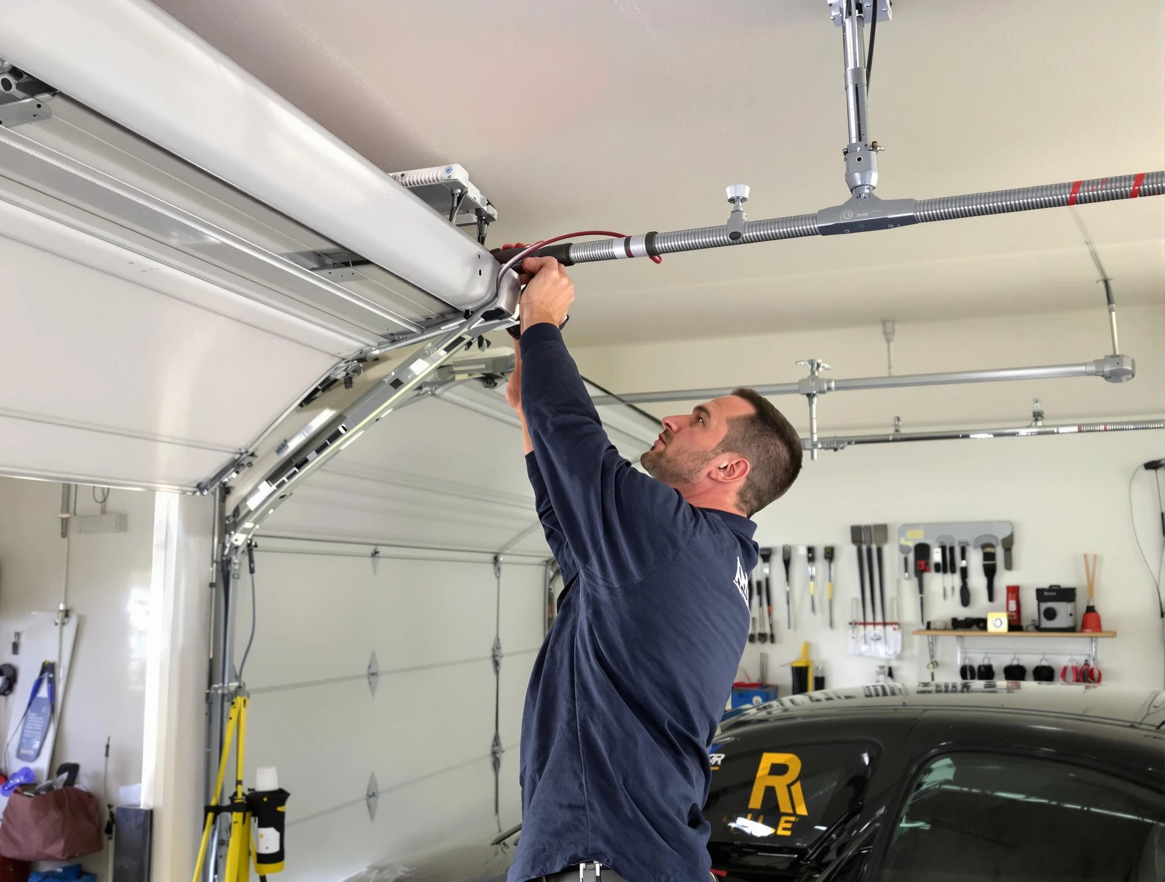 Tuttle Garage Door Repair technician performing garage door cable repair in Tuttle