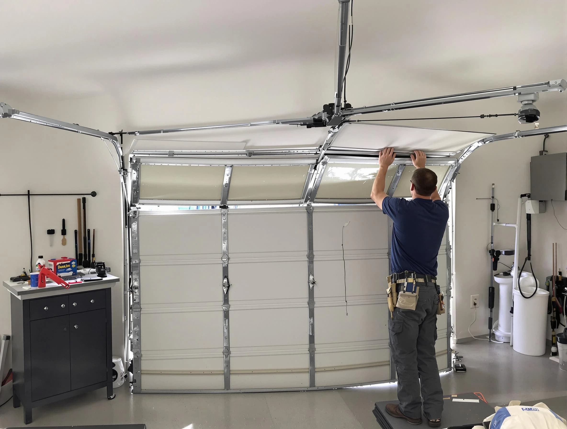 Tuttle Garage Door Repair specialist performing precise section replacement on Tuttle garage door
