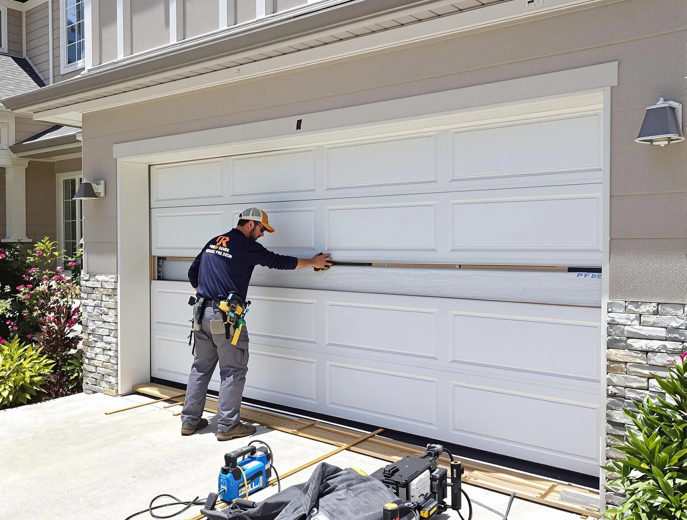 Tuttle Garage Door Repair team performing complete garage door replacement at Tuttle residence
