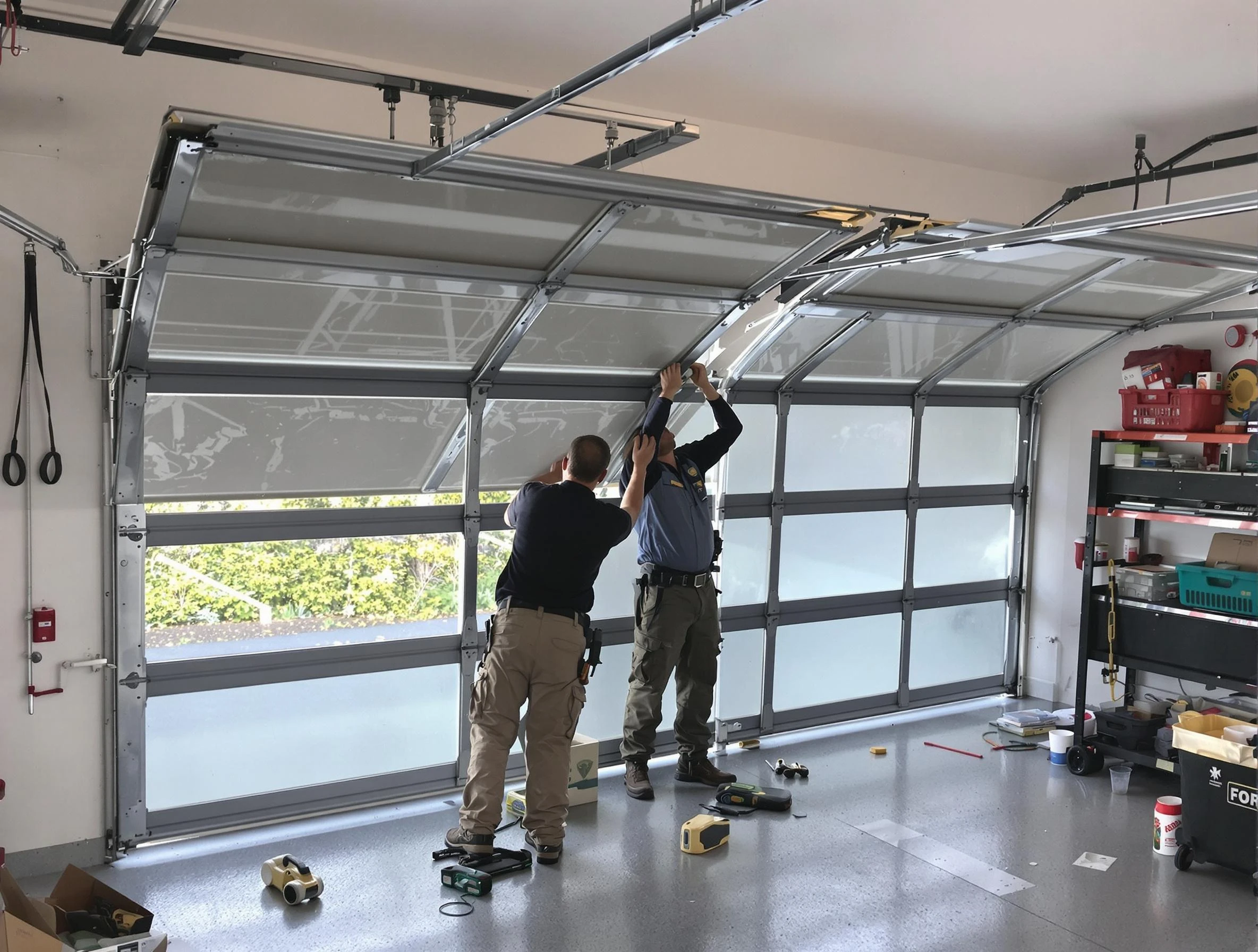 Tuttle Garage Door Repair expert performing precise panel replacement on Tuttle garage door