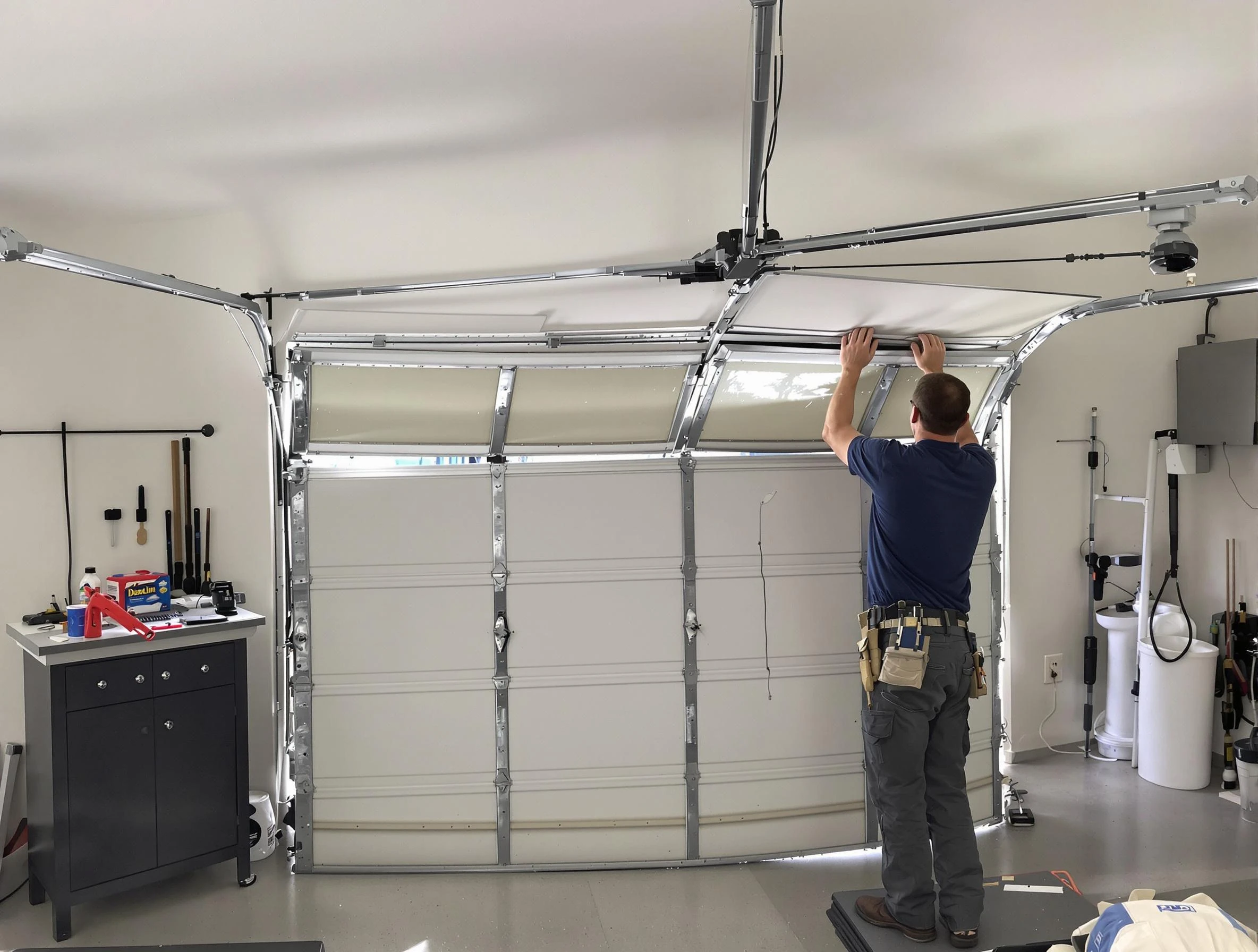 Tuttle Garage Door Repair specialist performing precise section replacement on Tuttle garage door